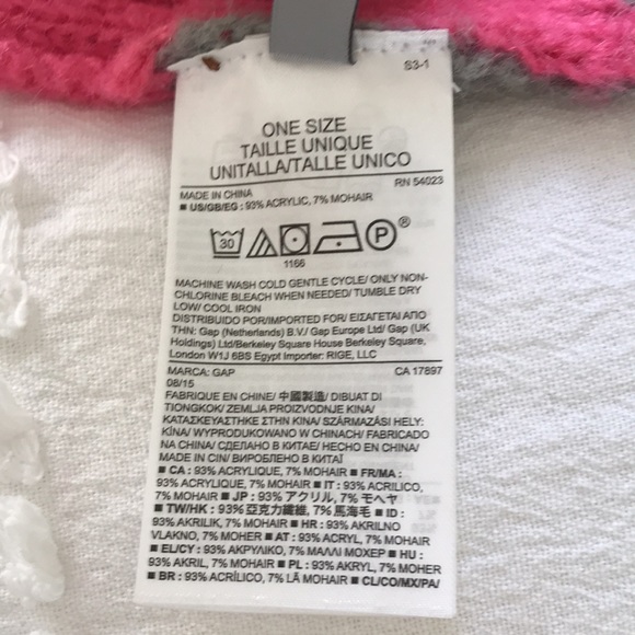 Gap Mohair Blend Winter Scarf and Hat Set Pink & Grey Fair Isle Pattern One Size - Picture 5 of 9